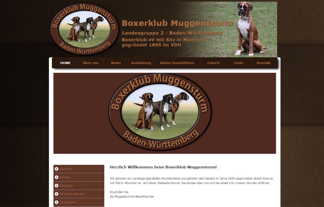 Responsive CMS Webseite für Boxerklub Muggensturm