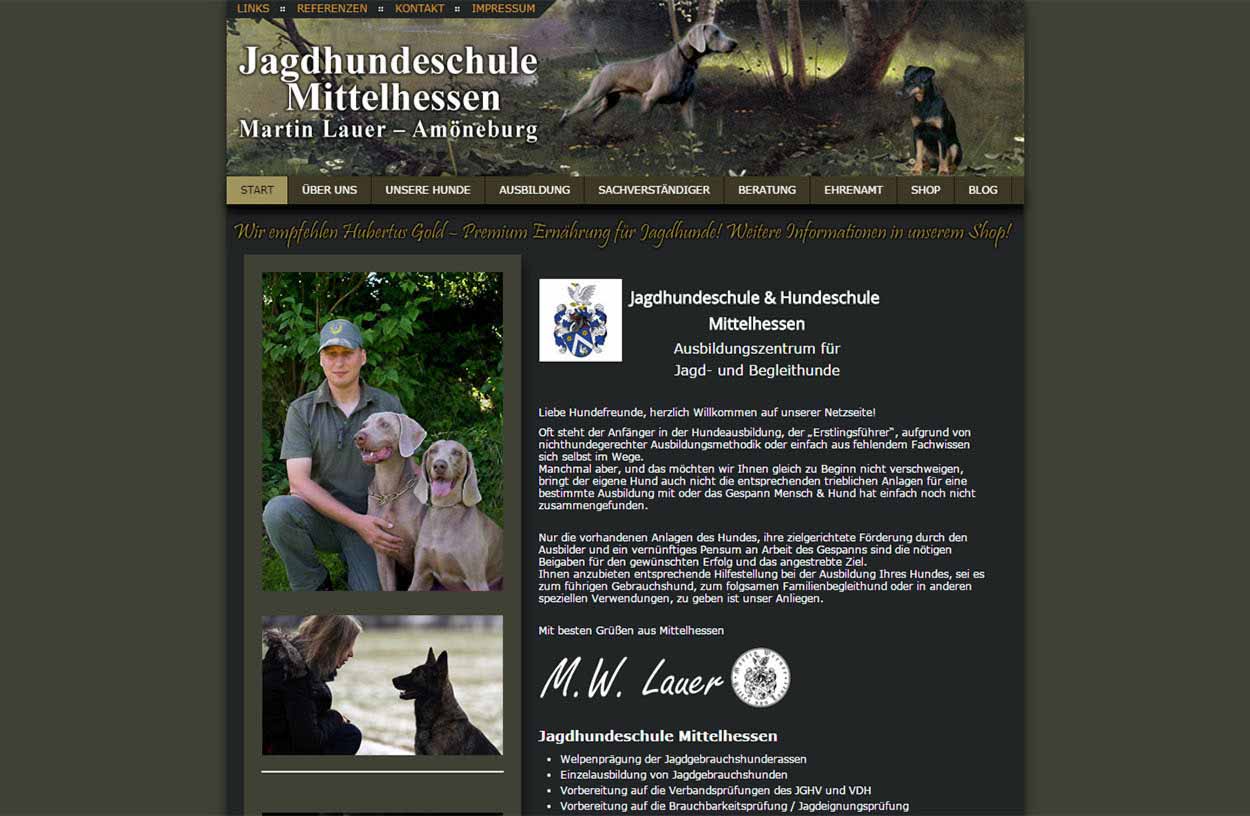 Responsive CMS Webseite für Jagdhundeschule Mittelhessen