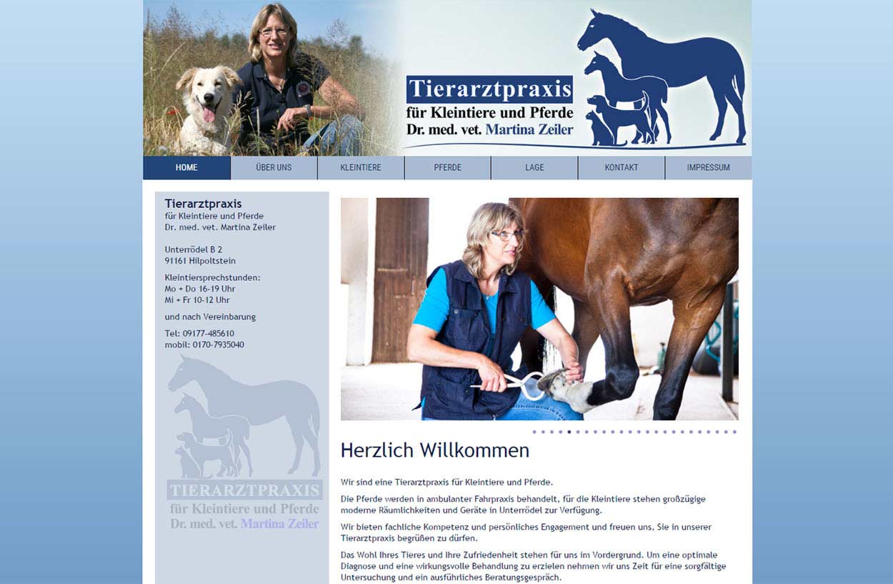Responsive CMS Webseite für eine Tierarztpraxis